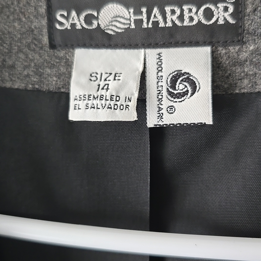 Sag Harbor Womens Gray One Button Wool Blend Blazer Jacket - Picture 12 of 12